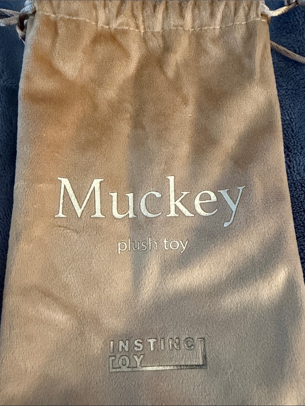 Instinctoy “ Muckey” super soft Plush with a Drawstring Bag. Light Brown.